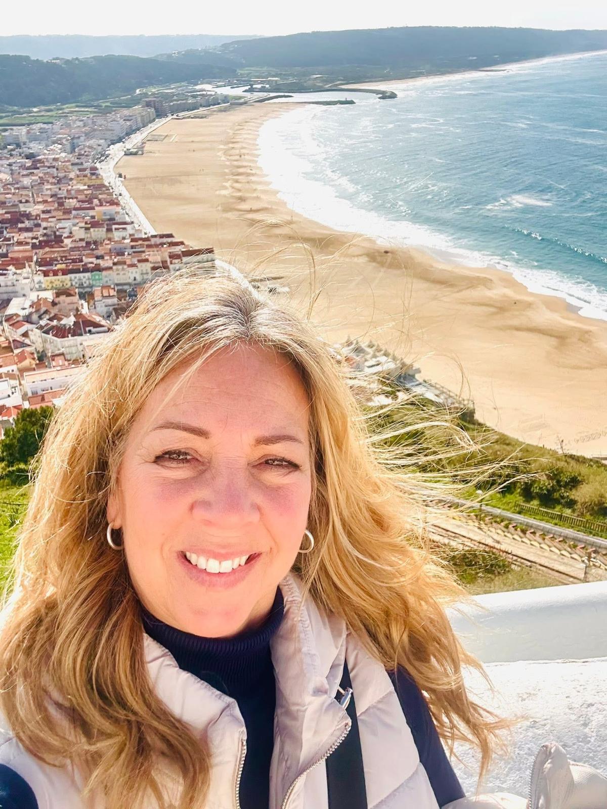 Denise Kearney, host of Sunrise Villa Alvorada, on the coast at Nazaré